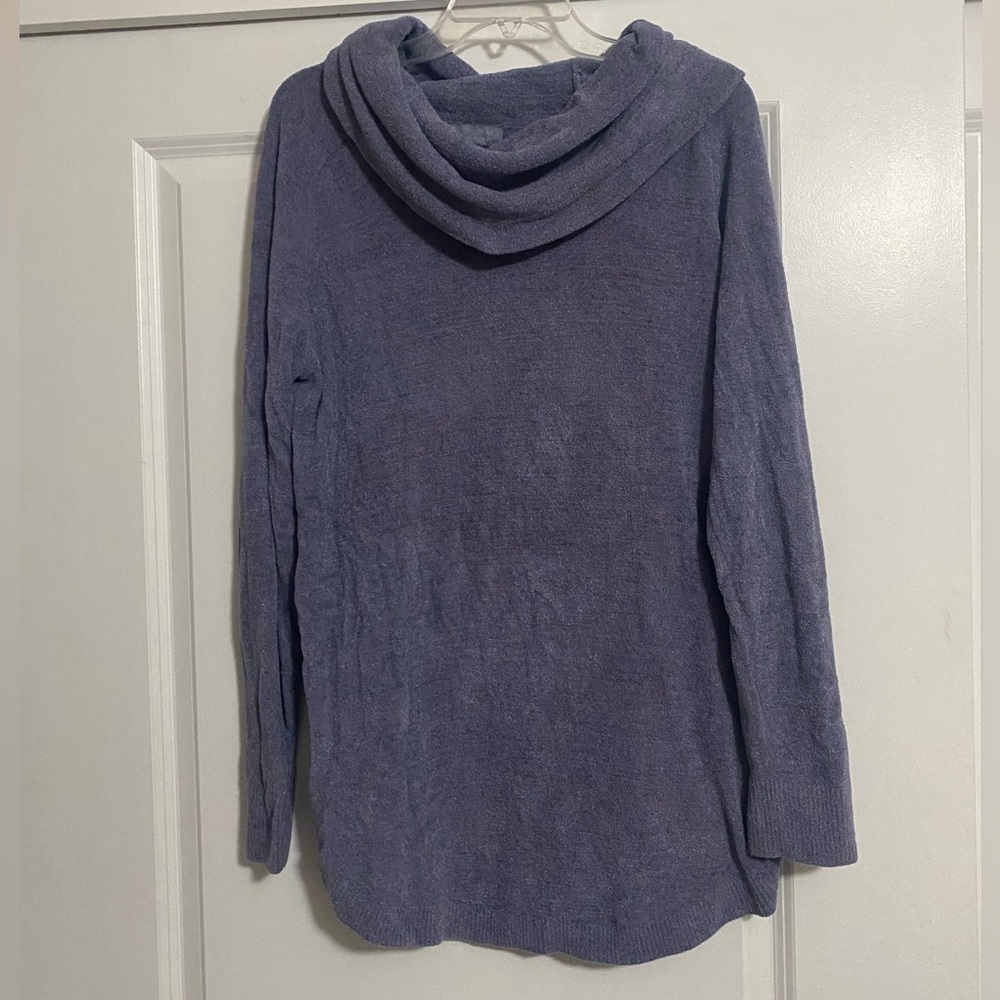 Barefoot Dreams Sweater Tunic Cowl Neck Blue - Picture 8 of 8